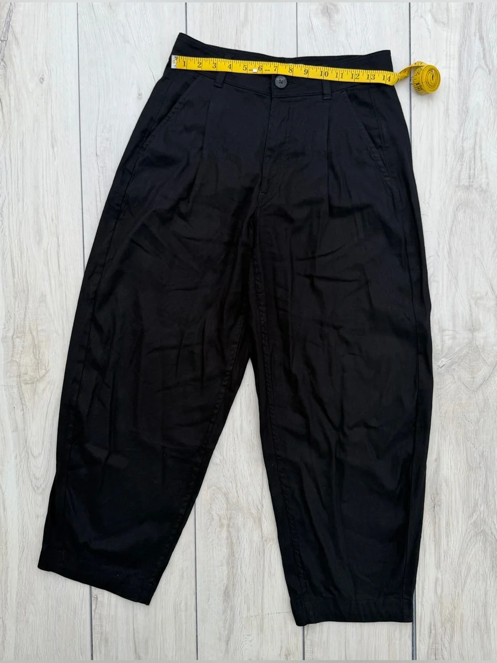 Everlane Black Everywhere Linen Barrel Leg Pant 2 Lightweight Breezy High Waist
